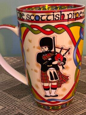 Clara Scottish Weave the Scottish Piper New Bone China Celtic Coffee Mug Tall